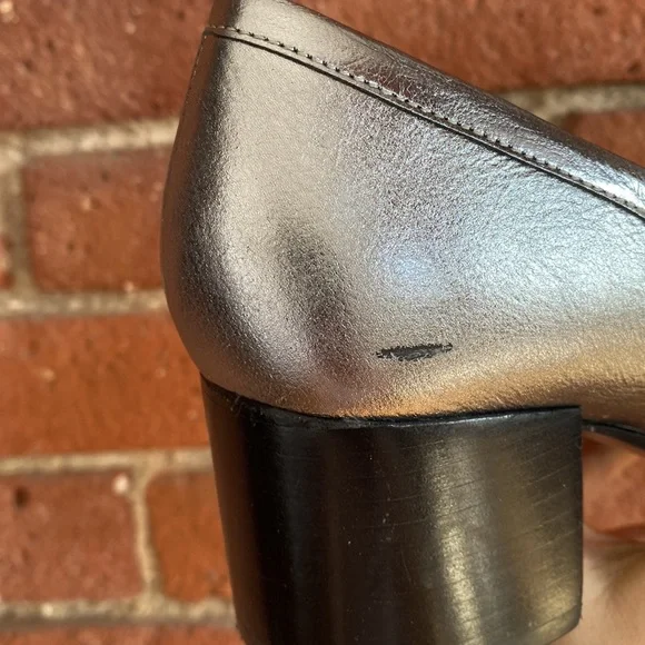 MARC FISHER LTD Leather Hudson Silver Loafers, 7.5 - Picture 9 of 12